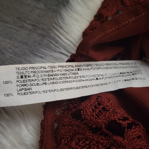 Zara Lace Eyelet Rust Midi Pencil Skirt size small - Picture 10 of 13